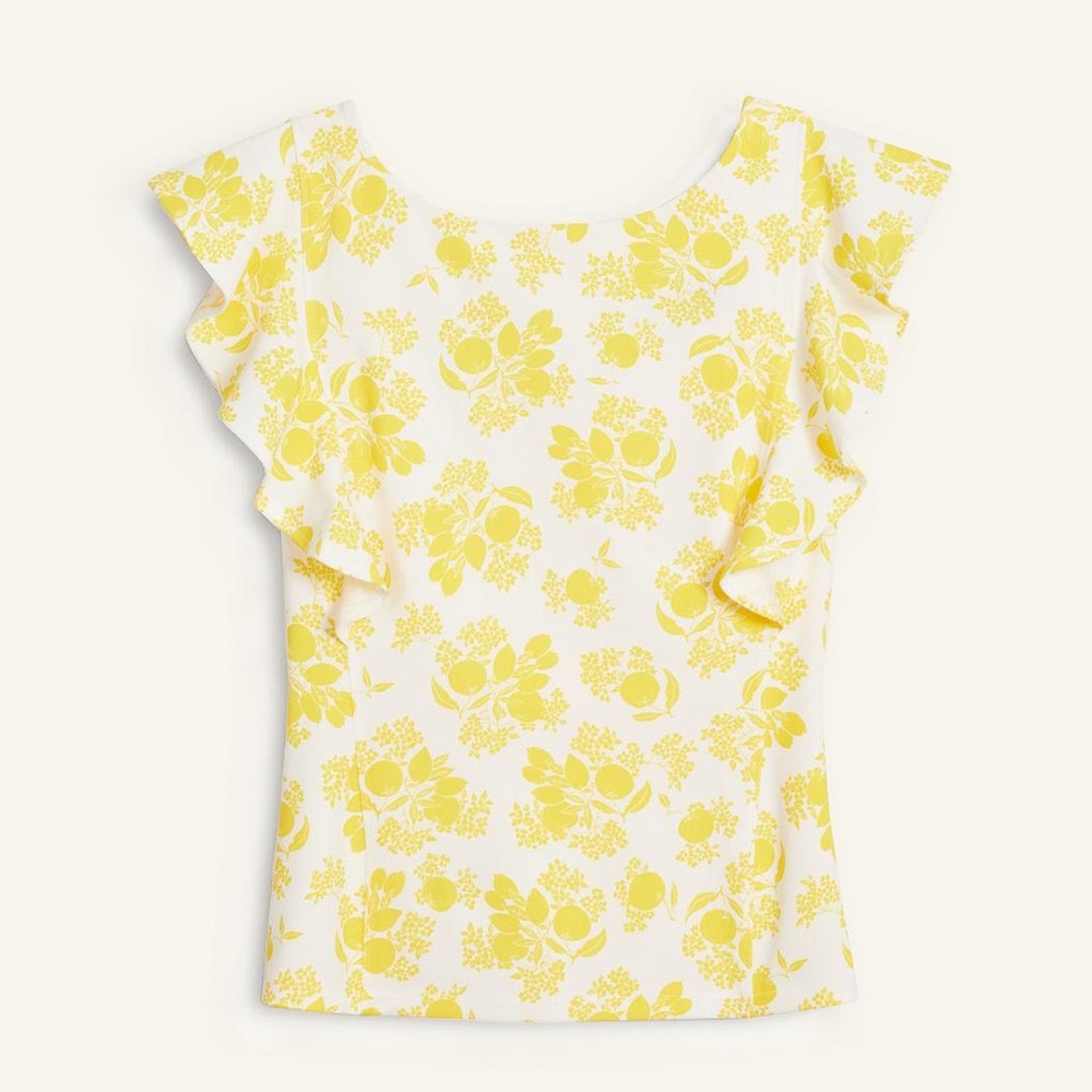 Ann Taylor Citrus Blossom Ruffle Sleeve Shell
